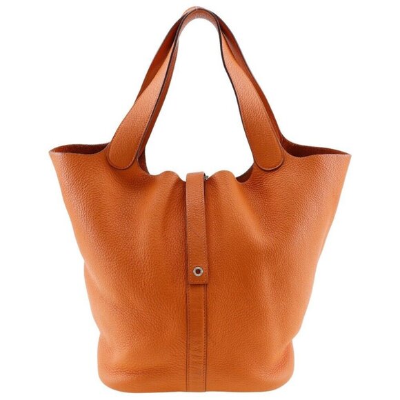 HERMES Picotin LockGM Handbag Orange / SilverHardware Taurillon Clemence Women - Picture 1 of 12